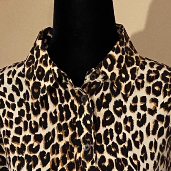 Equipment/Kate Moss Natural Leopard Print Silk Top Small - Picture 14 of 16